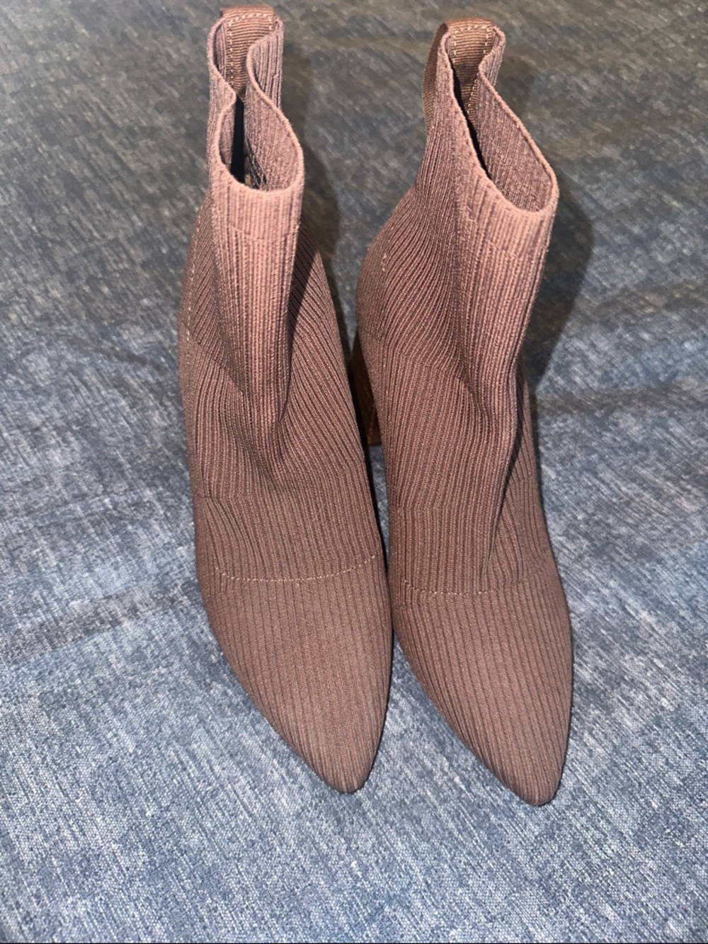 Steven By Steve Madden Chocolate Brown Ribbed Pointed Sock Booties